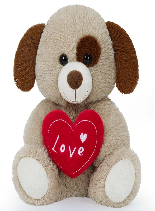SNOWOLF Small Puppy Dog Stuffed Animals Cute I Love You Soft Plush Toy Holding Red Heart for Baby Shower Kids Girls Girlfriend Christmas Valentine's Day, Wedding, Anniversary, Birthday, Brown - Image 1